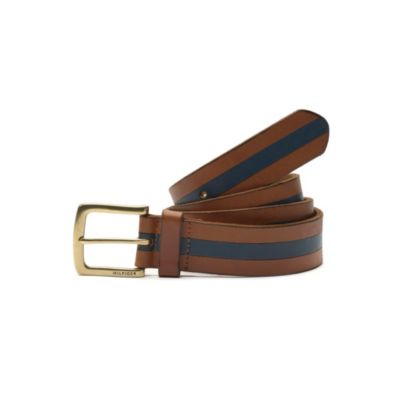 PIECED STRIPE LEATHER BELT $36.00