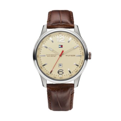 MEN'S BROWN LEATHER STRAP WATCH 