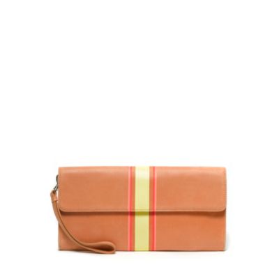 LEATHER PAINTED STRIPE CLUTCH $98.00