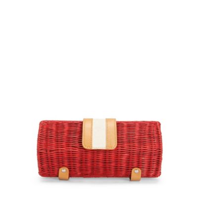 RED WICKER CLUTCH $78.00