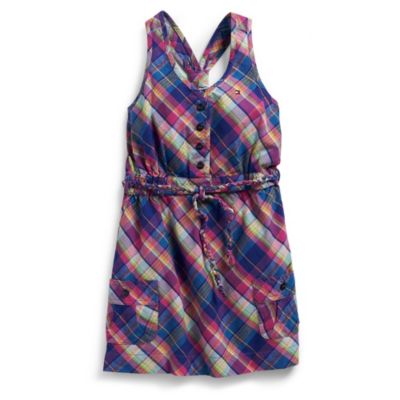 MULTI PLAID WOVEN DRESS $45.00