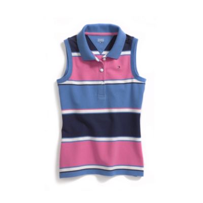 SLEEVELESS STRIPE POLO $25.00