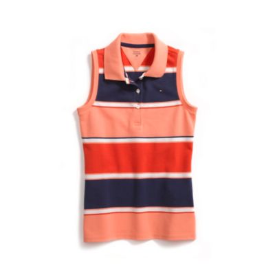 Tommy Hilfiger Sleeveless Stripe Polo - Blue - L