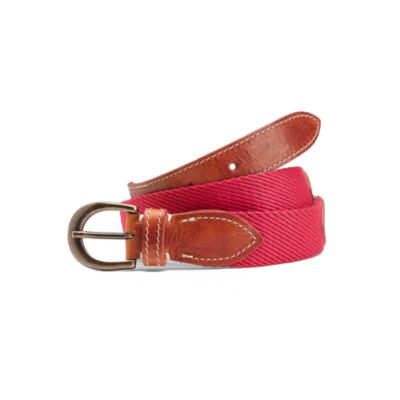 WEB BELT WITH LEATHER DETAILS $29.99
