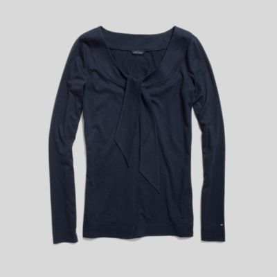 LONG SLEEVED KNIT TOP WITH TIE $12.97