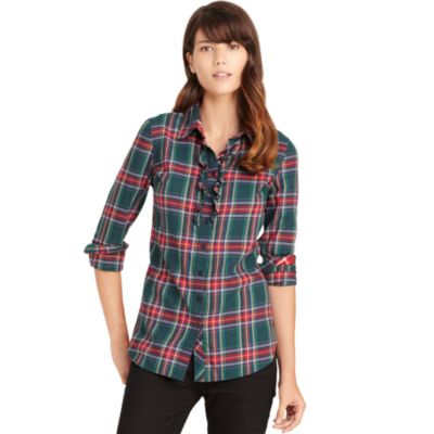 PLAID RUFFLE SHIRT $69.99