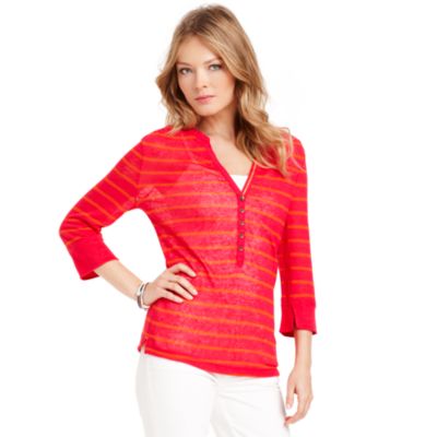 3/4 SLEEVE STRIPE HENLEY $69.99