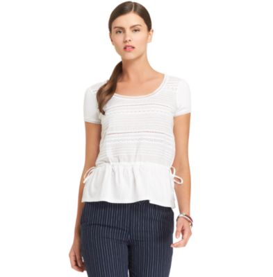 MIX KNIT TOP WITH DRAWSTRING $39.99
