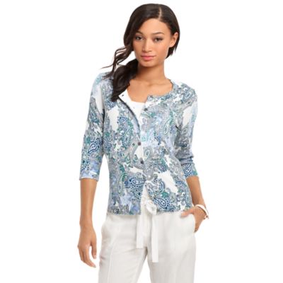 PAISLEY PRINTED CARDIGAN $68.00
