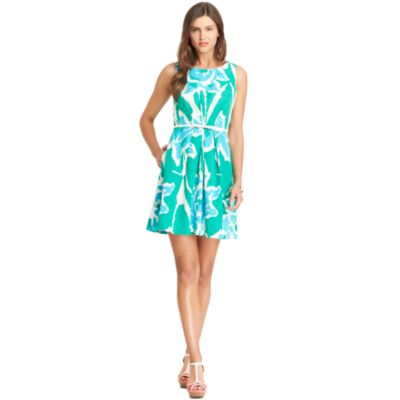 BELTED FLORAL PRINT DRESS $128.00
