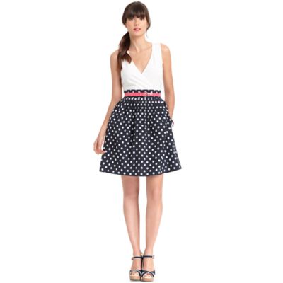 KNIT TOP WOVEN SKIRT DRESS $78.00