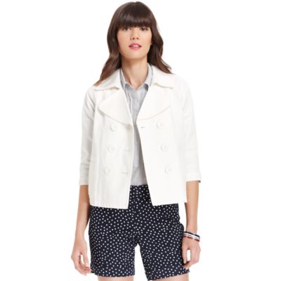 DOUBLE BREASTED CROPPED PEACOAT $138.00