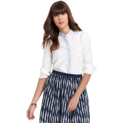 CONTRAST PLACKET BUTTON FRONT SHIRT $78.00