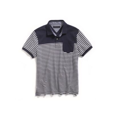 CUSTOM FIT STRIPE POCKET POLO $52.00