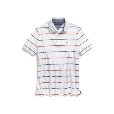 CUSTOM FIT JERSEY THIN STRIPE POLO $42.00