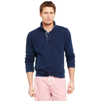 BUTTON MOCK NECK GARMENT DYED FLEECE $98.00
