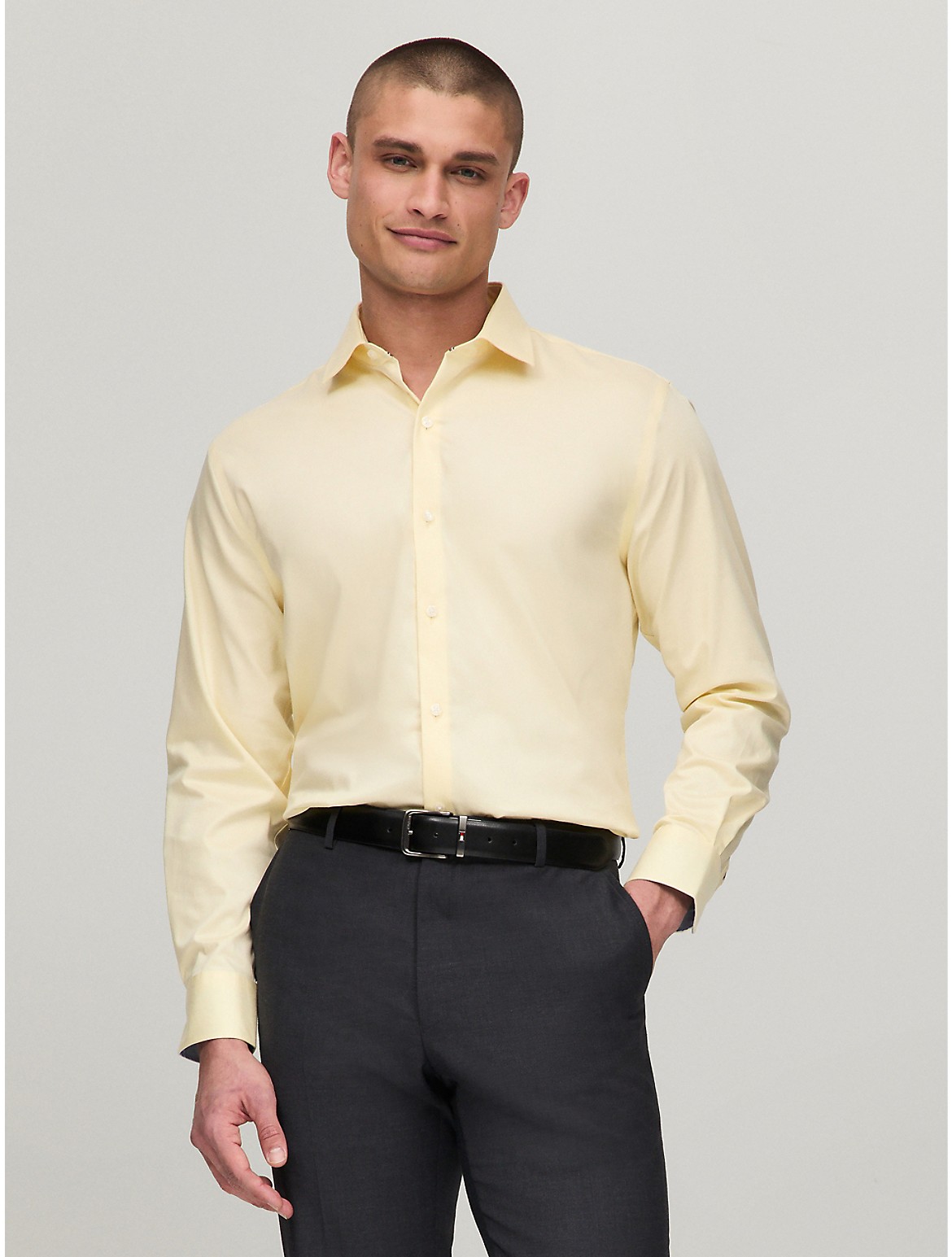Tommy Hilfiger Slim Fit Solid Twill Shirt In Yellow