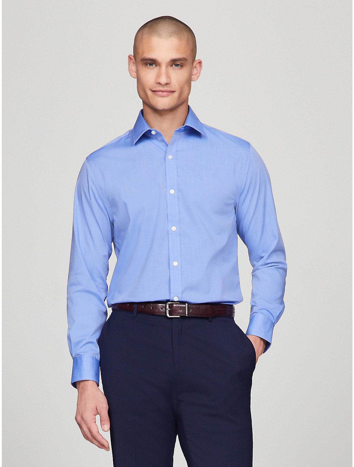 Tommy Hilfiger Slim Fit Thflex Solid Shirt In French Blue