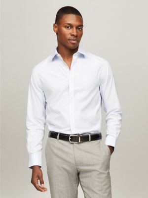 Slim Fit THFlex Faded Check Dress Shirt, Blue