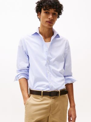 THFlex Slim Fit Stripe Dress Shirt, Classic Blue Stripe