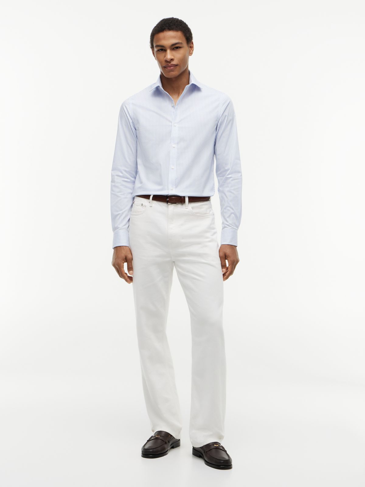 Slim Fit THFlex Striped Dress Shirt — Classic Blue Stripe