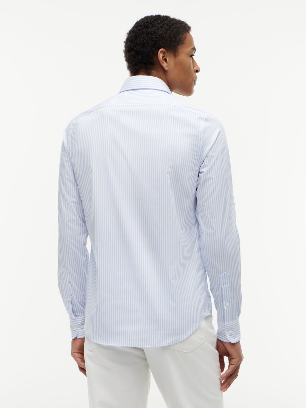 Slim Fit THFlex Striped Dress Shirt — Classic Blue Stripe