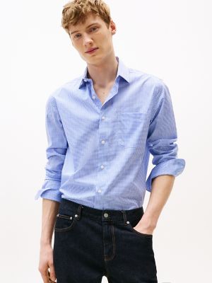 Regular Fit THFlex Plaid Dress Shirt, Blue Plaid
