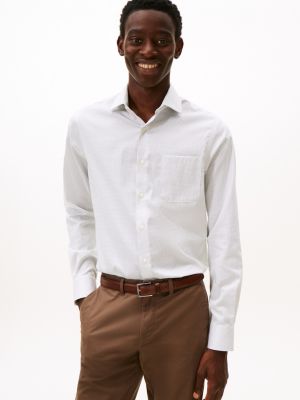 Regular Fit THFlex Geo Print Dress Shirt, White/Blue Multi
