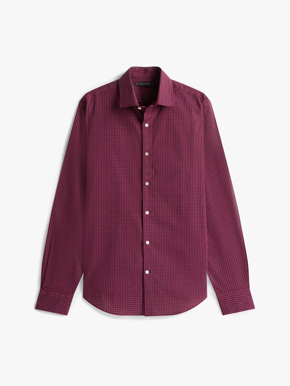 Slim Fit THFlex Check Dress Shirt — Burgundy Multi