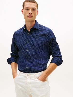 Regular Fit THFlex Microdot Dress Shirt, Navy