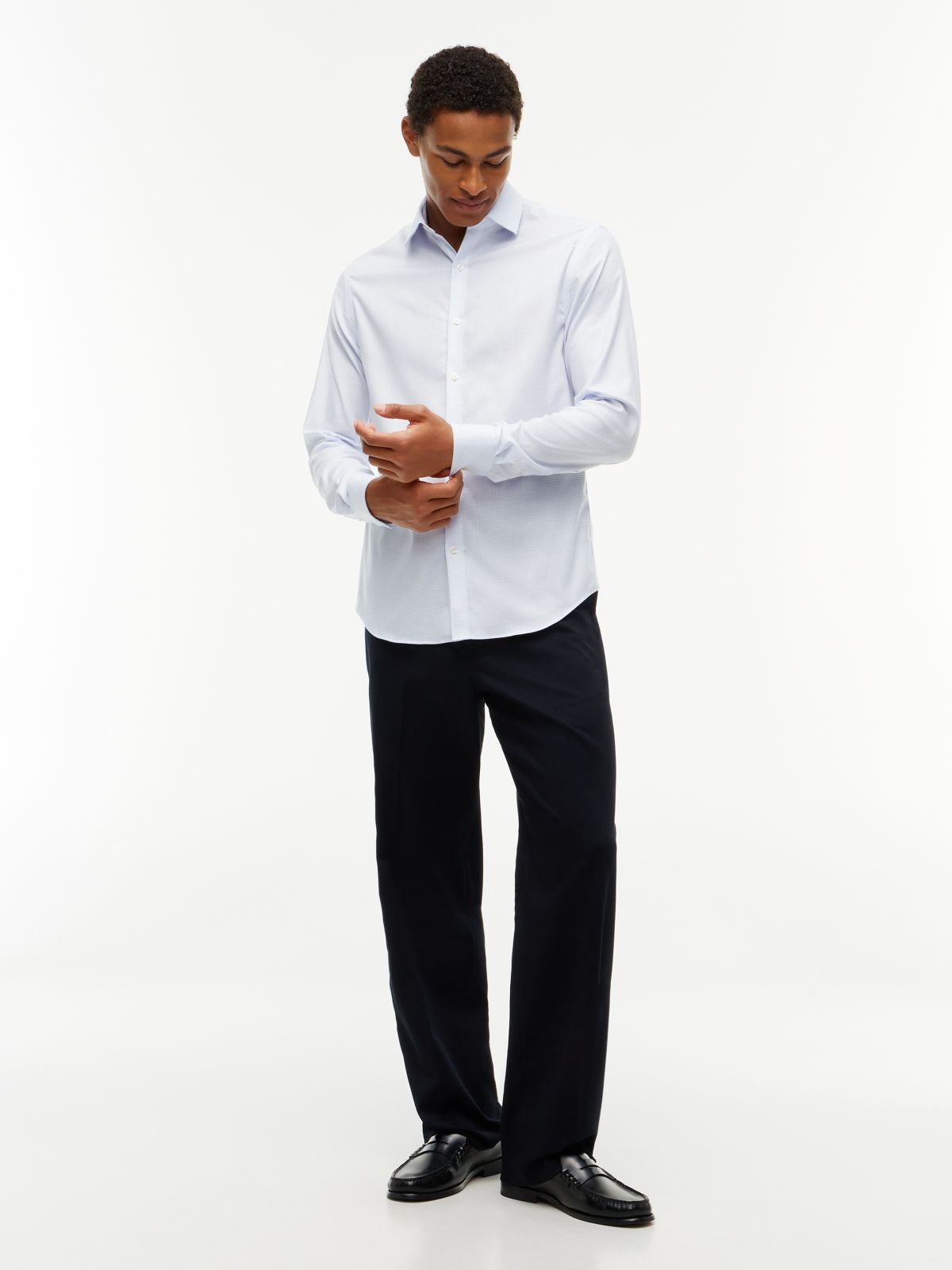 Slim Fit THFlex Check Dress Shirt — Blue
