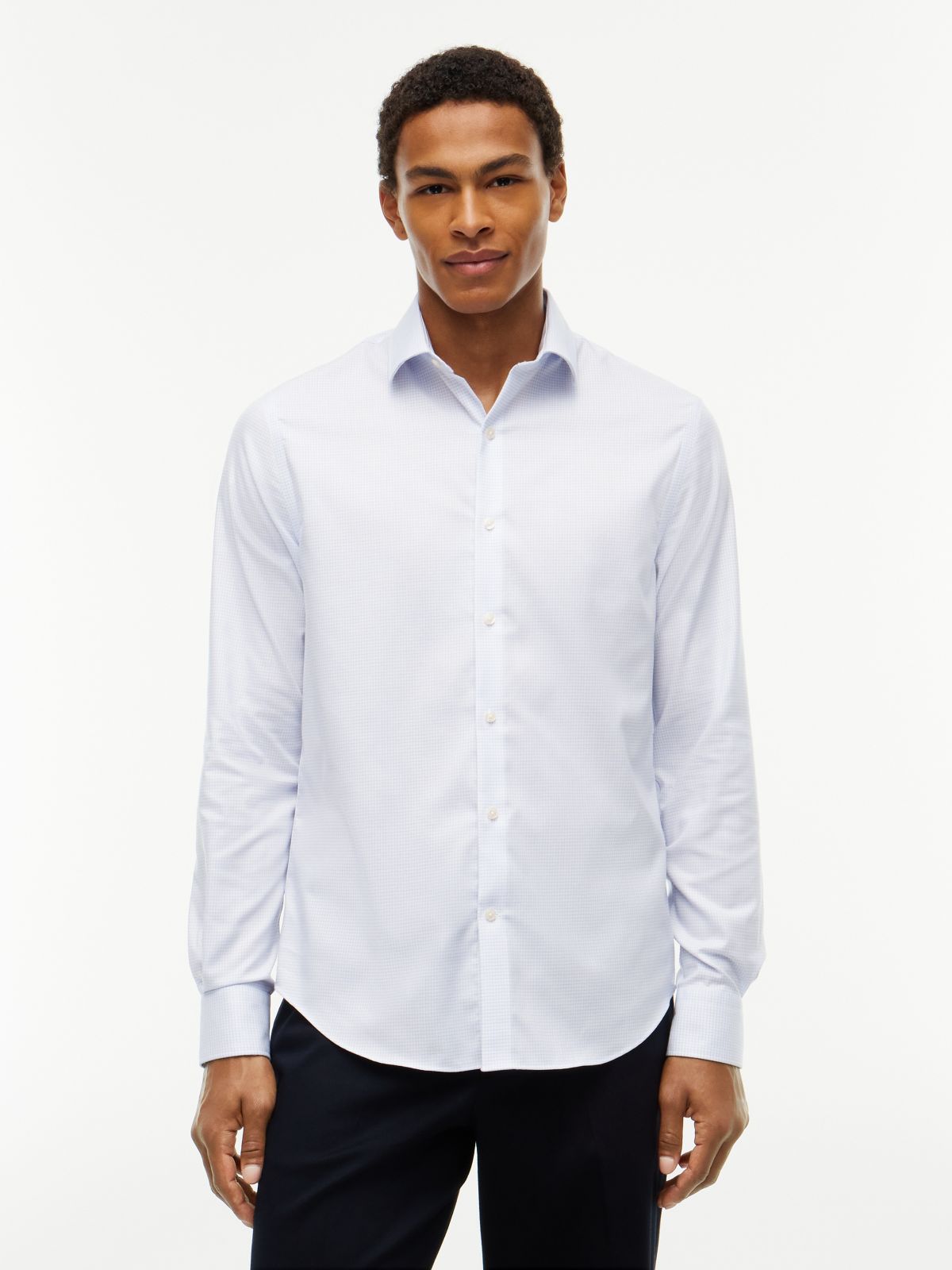 Slim Fit THFlex Check Dress Shirt — Blue