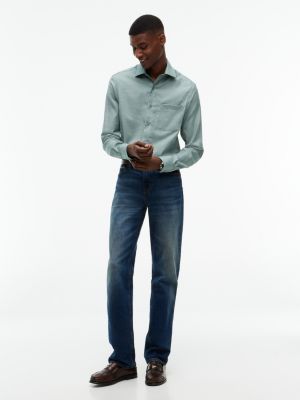Мужская рубашка Tommy Hilfiger Regular Fit THFlex Dress Shirt, цвет: Тёмно-зелёный — фото 2