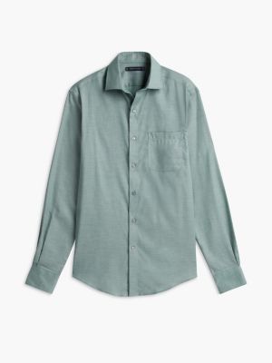 Мужская рубашка Tommy Hilfiger Regular Fit THFlex Dress Shirt, цвет: Тёмно-зелёный — фото 5