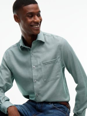 Мужская рубашка Tommy Hilfiger Regular Fit THFlex Dress Shirt, цвет: Тёмно-зелёный — фото 3