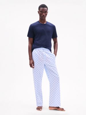 Flag Print Sleep Pant, Washed Blue