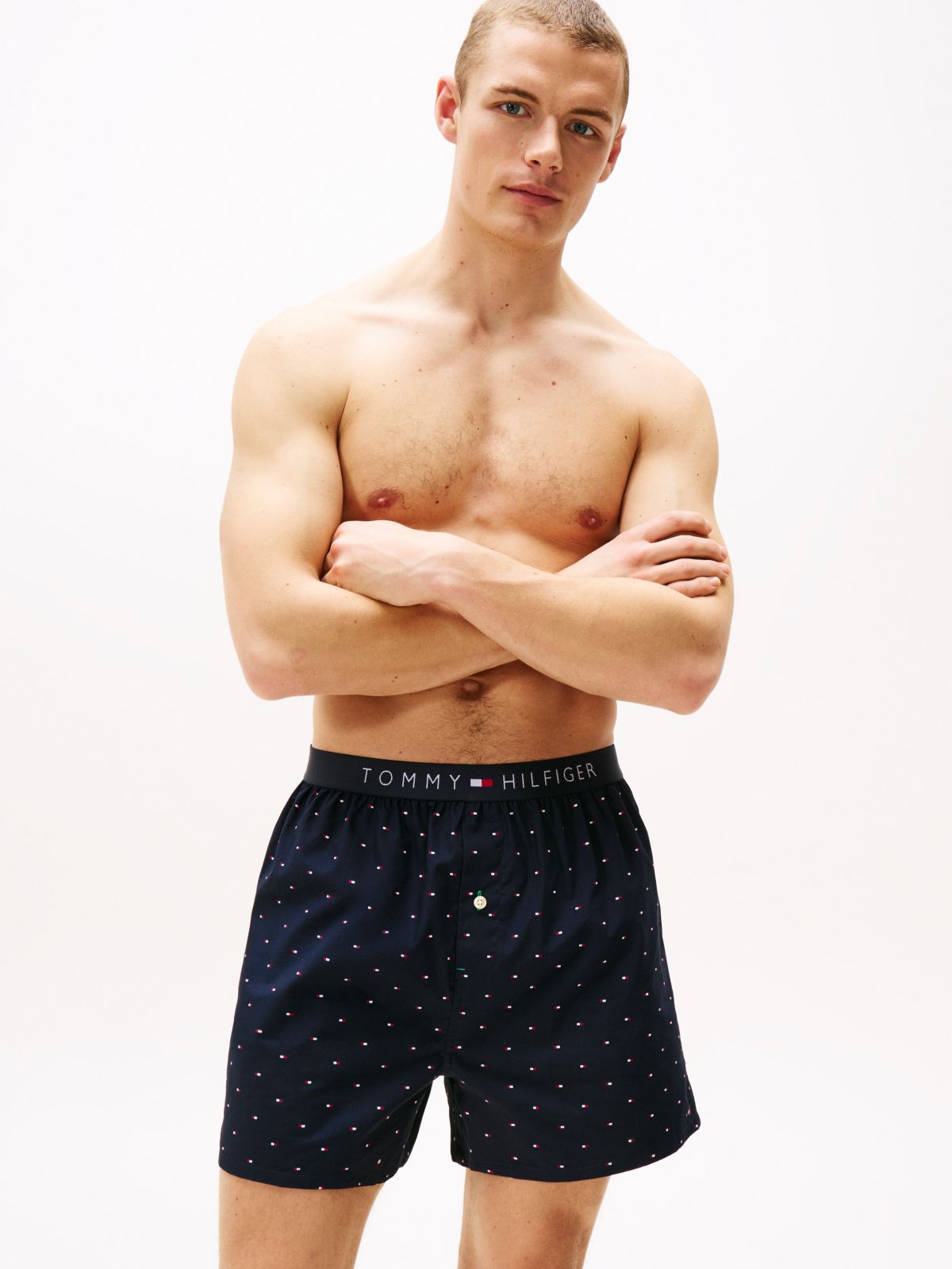 Allover Flag Print Woven Boxer — Sailor Navy