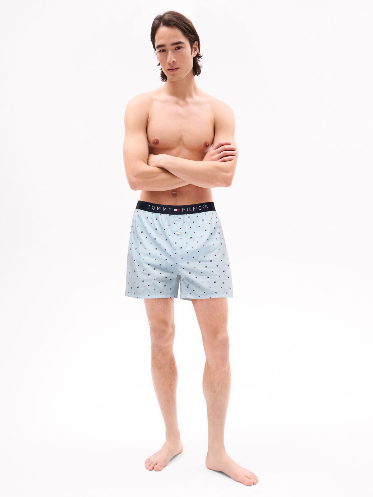 Allover Flag Print Woven Boxer — Ice