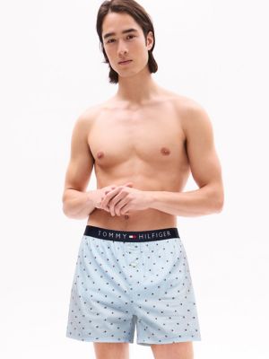 Allover Flag Print Woven Boxer, Ice