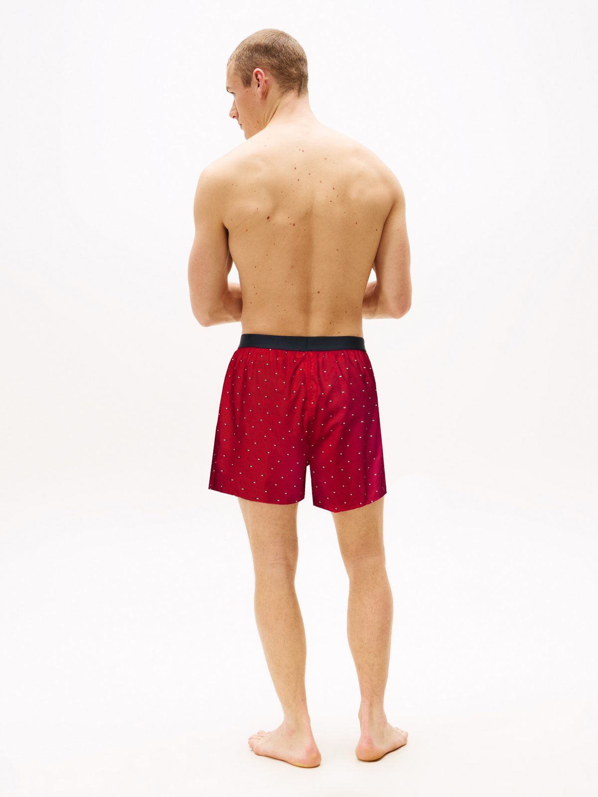 Allover Flag Print Woven Boxer — Mahogany