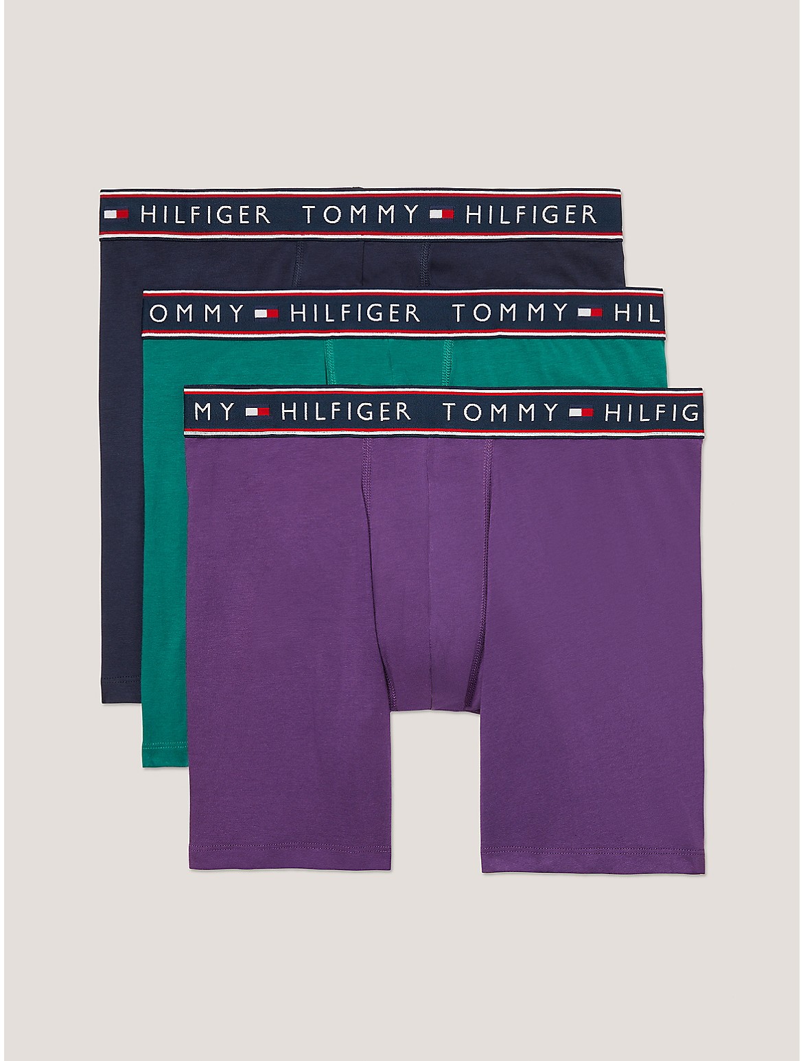 Tommy Hilfiger Men's Cotton Stretch Boxer Brief 3-Pack - Green - L