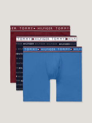 Men's Tommy Hilfiger 3-Pack Micro Rib Boxer Briefs Underwear  (Red-Gray-Black)