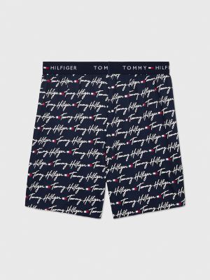 Knit Boxer, Navy Blazer Logo Print