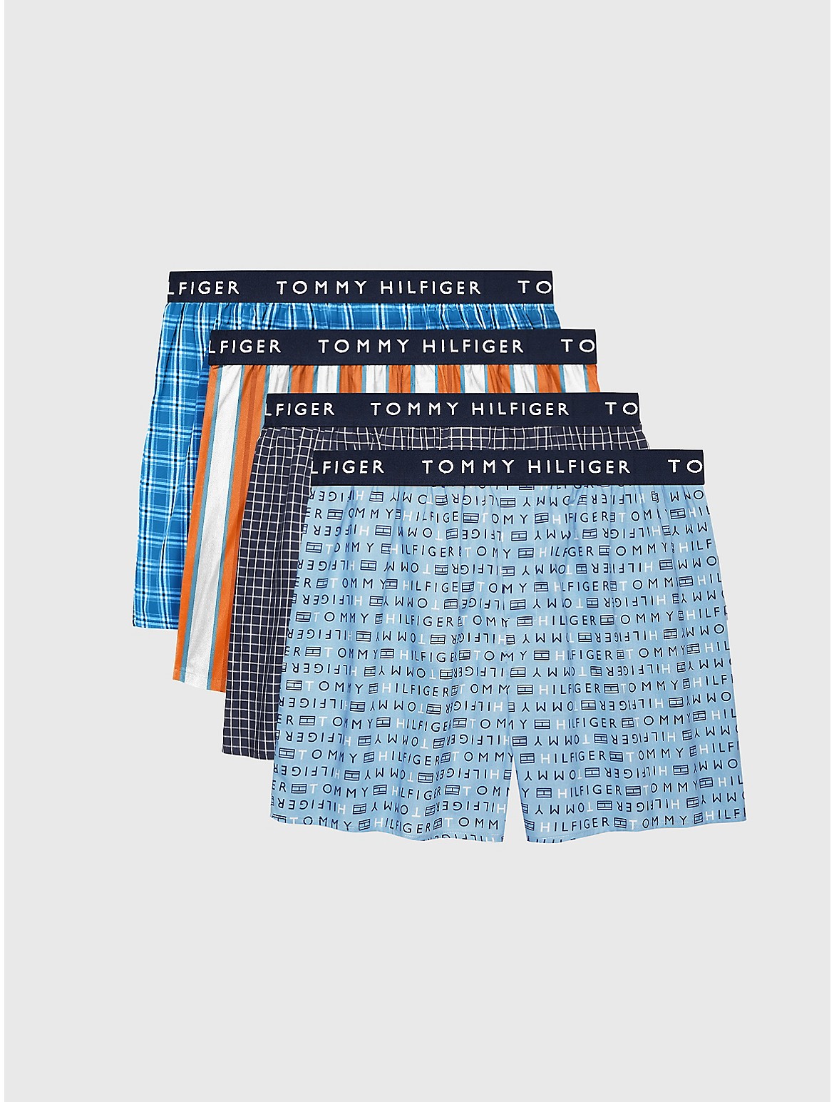 Tommy Hilfiger Woven Cotton Boxer 4pk In Ice Berg