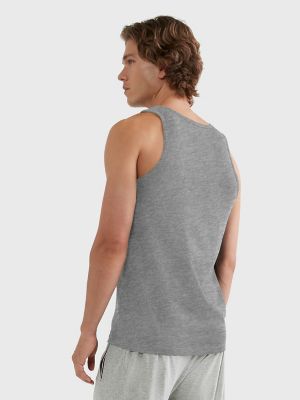 Logo Stripe Sleep Tank, Grey Heather