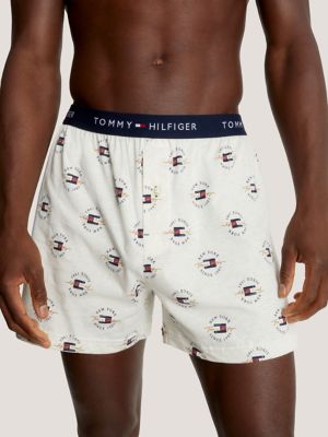 TOMMY HILFIGER Woven boxer shorts in gray/ white