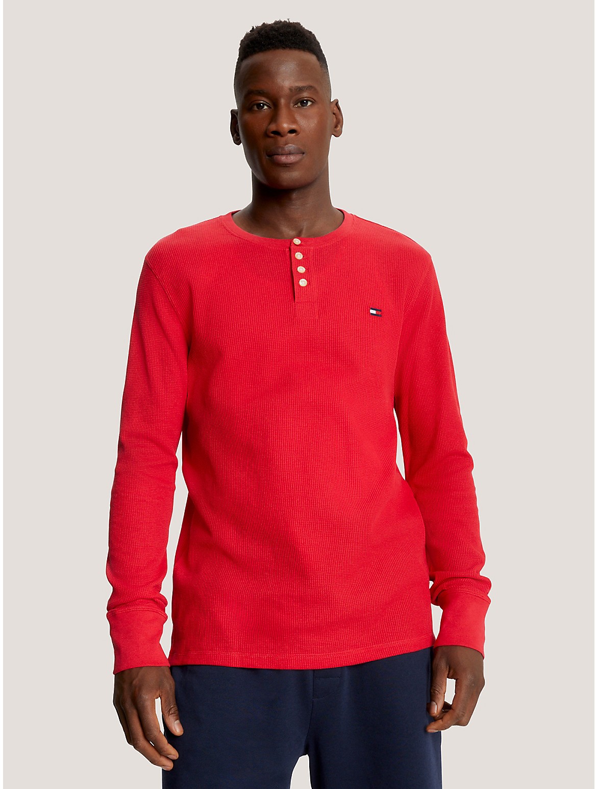 Tommy Hilfiger Thermal Henley In Red