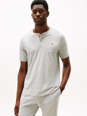 Sueded Jersey Henley Sleep Shirt, Grey Heather