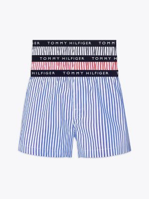 Tommy Logo Woven Boxer 3-Pack, Sea Spray