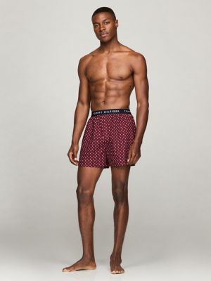 Tommy Logo Woven Boxer 3-Pack, Raisinberry